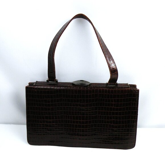 Lamarthe Handbags - LAMARTHE Vintage Italian Crocodile Embossed Handbag